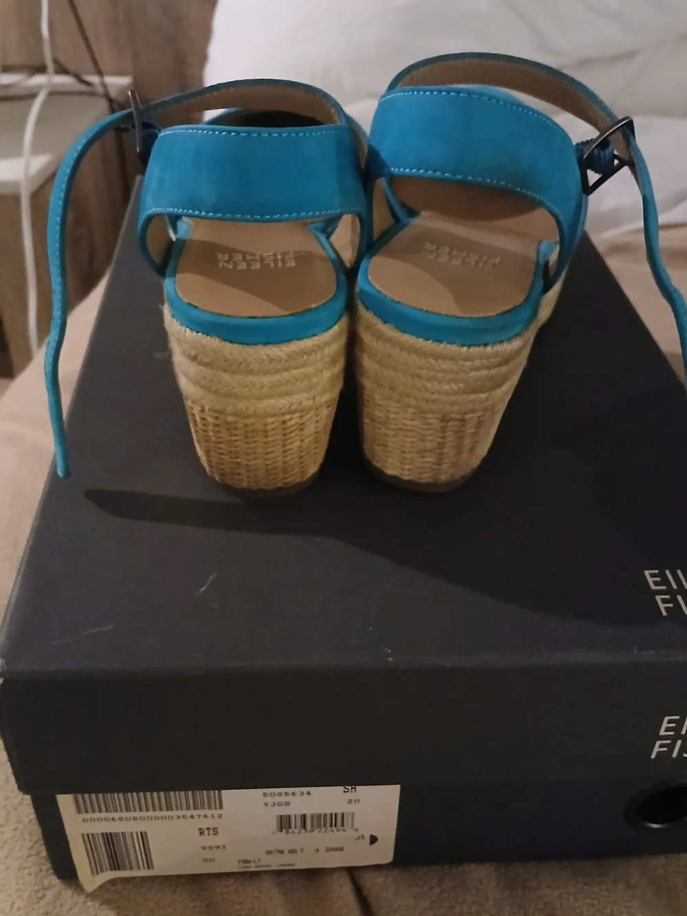 Eileen Fisher Turquoise Blue Espadrille Platform Sandals